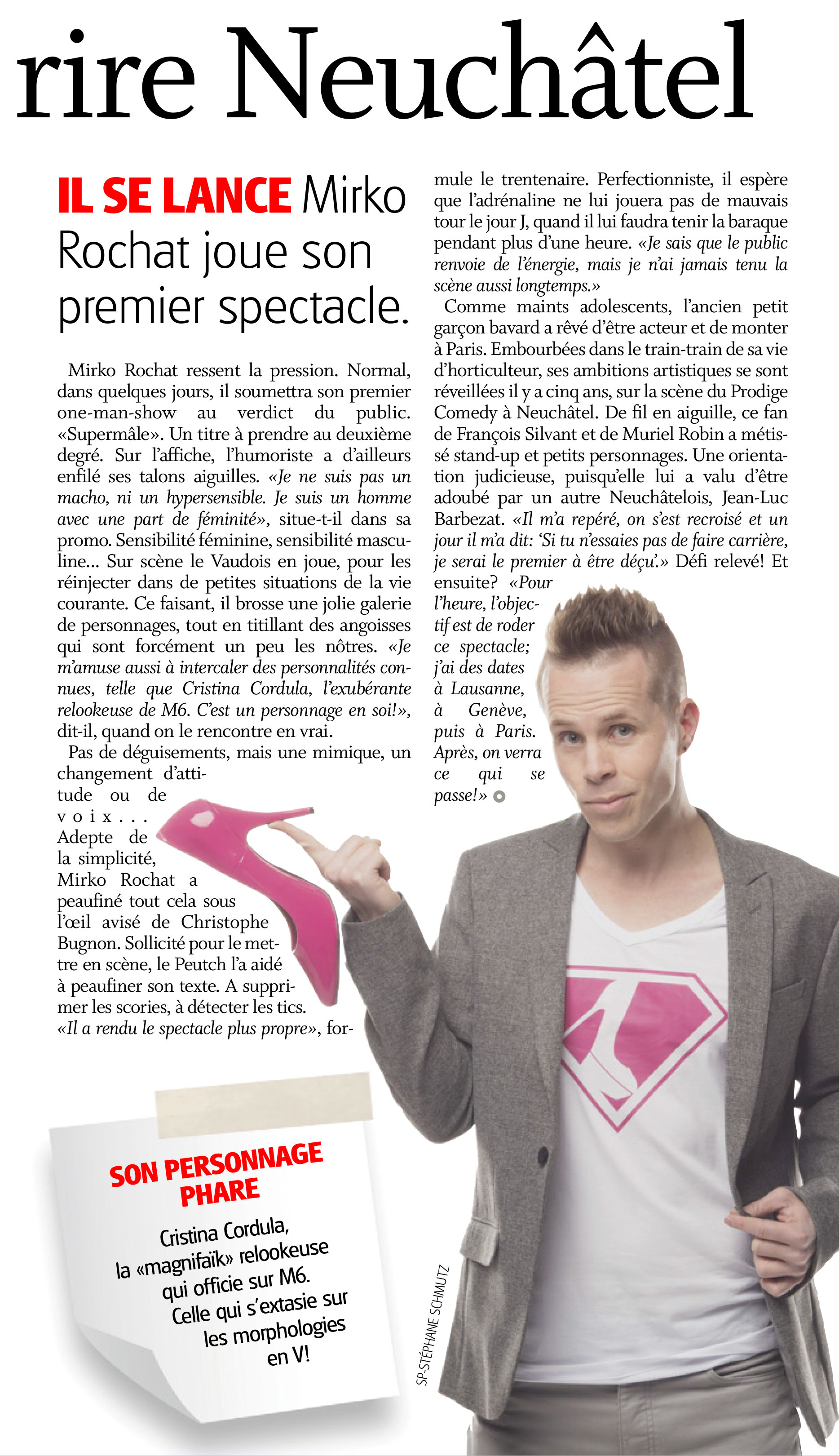 Article Mirko Rochat - Supermâle - L'Express - Arc Info