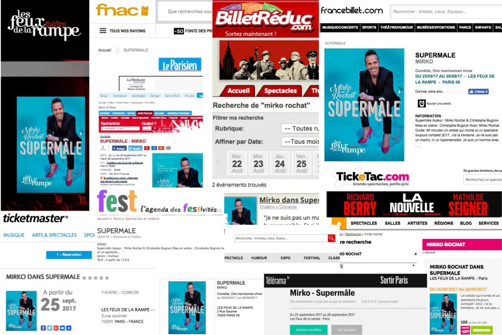 Billetterie Paris Supermâle - Feux de la Rampe, Fnac, Billet Réduc, France Billet, Le Parisien, Ticketac, Fest, Ticketmaster, Télérama