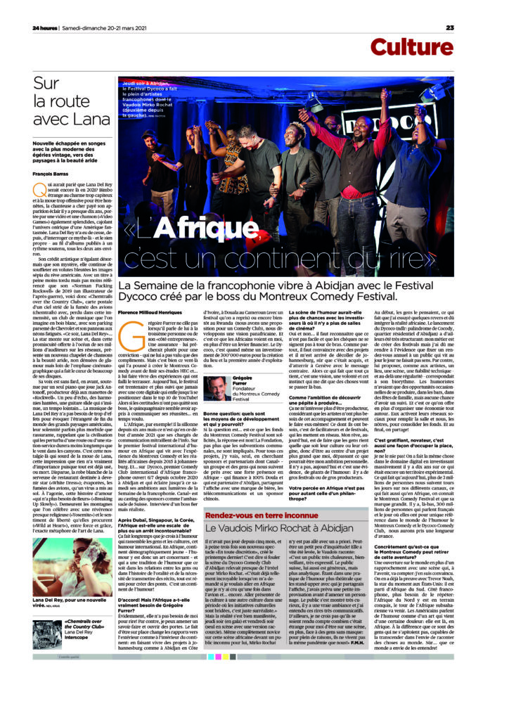 24h, Montreux Comedy, RTS, SwissInfo, Le Temps, Dycoco, Abidjan, humoristes francophones