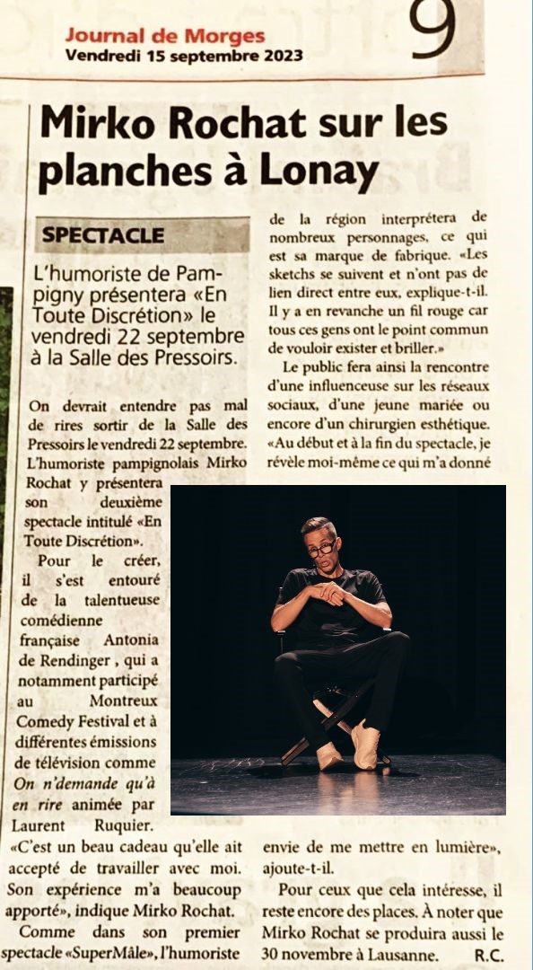 Journal de Morges Spectacle humour Lonay 15.9.23