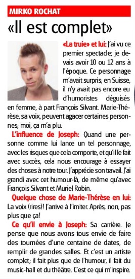 Mirko Rochat donne son avis dans l'Express au sujet de Marie-Thérèse Porchet, alias Joseph Gorgoni